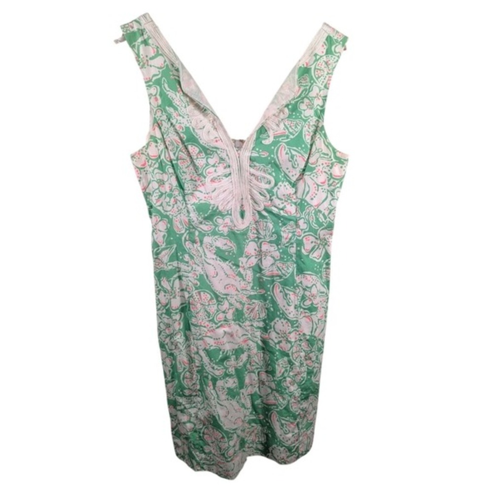 Lilly Pulitzer Womens Janice Dress sz‎ 12 Beach Bash Cotton Resortwear Preppy